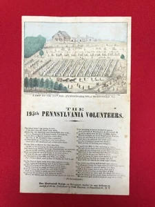 Hoja de canción original 195th Pennsylvania RARA - Imagen 1 de 2