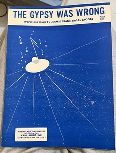 1953, The Gypsy Was Wrong, Jimmie Crane, Vintage, Sheet Music - Picture 1 of 24