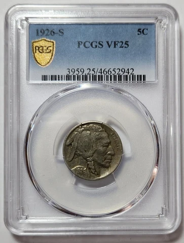 1926-S Buffalo Nickel, PCGS VF25 Cover