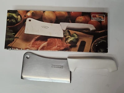 Cuchilla de carne de acero inoxidable Tramontina Inox 6" Brasil en caja mango blanco usada en excelente estado Foto 1 de 4