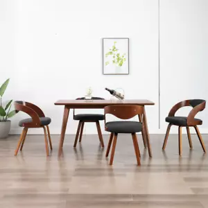 NNEVL Dining Chairs 4 pcs Dark Grey Bent Wood and Fabric - Picture 1 of 7