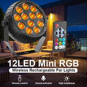 Luz de escenario RGB de 12 LED luz de par DMX discoteca fiesta espectáculo luz de lavado batería de 2200 mA - Imagen 1 de 9