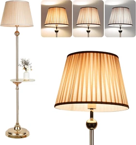 LED Floor Lamp for Living Room, Mid Century Standing Lamps with Large Pleated Sh - Picture 1 of 8