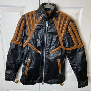 British Cycle Leathers Riding Jacket Youth Black Brown Motorcycle Coat - Picture 1 of 9