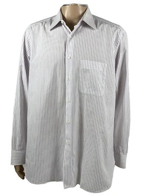 Brioni Италии платье рубашка белый в полоску на пуговицах мужской размер 42/16 1-2  - Изображение 1 из 4