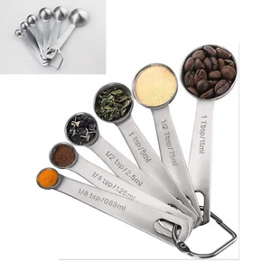 Brand New Stainless Steel Household Measuring Spoons 6 Different Sizes - Picture 1 of 6
