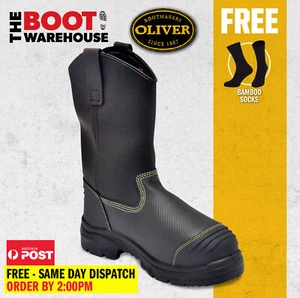 Oliver 65493 240mm Work Boots Steel Cap Safety Pull On Riggers 100% WATERPROOF! - Picture 1 of 11