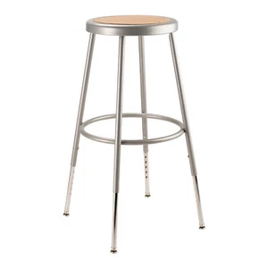 National Public Seating 6224H-1 24.5 to 32.5 In Adjustable Steel Stool Gray - Picture 1 of 6