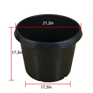 1/2/3/5/7/10/15/20 Gallon Black Heavy Plastic Plant Flower Pot Nursery - Picture 1 of 28