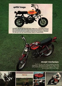 Harley Davidson 1972 mini bicicleta corta anuncio en color original - Imagen 1 de 1