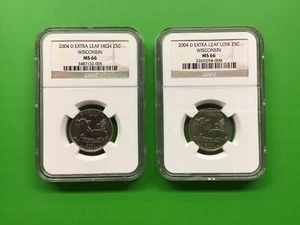 Set of Wisconsin Extra High/Low Error Quarters NGC MS 66 - Picture 1 of 2
