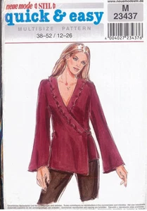 Neue Mode Stil 23437 Wrap Top Bell Sleeves Flounce Neck Quick EZ Pattern Misses - Picture 1 of 2
