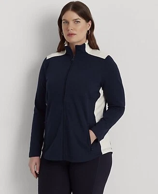 Chaqueta deportiva Lauren by Ralph Lauren para mujer talla 3x azul y crema cuello falso NUEVA Foto 1 de 4
