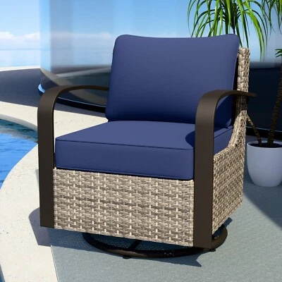 EAGLE PEAK Coastal Vista Outdoor Swivel Wicker Rocker Chair - Image 1 of 4