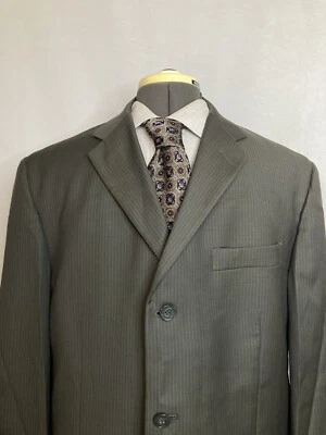 Pierre Cardin Mens 44R 48" Blazer Sport Coat Suit Jacket Gray Striped 3 Button - Image 1 of 4