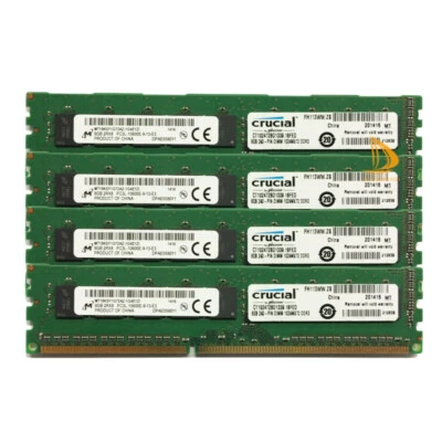 32G Micron 4x 8GB 2RX8 10600E DDR3L-1333Mhz 240PIN Desktop ECC Memory RAM DIMM % - Image 1 of 4