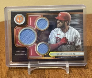 Bryce Harper GAME USED 2024 Topps Tribute Triple Relic Orange /25 Phillies - Picture 1 of 2
