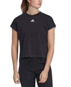 Adidas Women Black Crew Neck Short Sleeve Striped Pullover Cotton T Shirt Sz XL - Picture 1 of 9