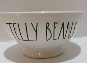 RAE DUNN NEW "JELLY BEANS" SERVING BOWL 5.5" X 3" WHITE W/PASTEL GREEN INSIDE - Picture 1 of 6