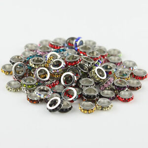 20 pièces perles breloques européennes en cristal tchèque rond grand trou pour bracelets charme 8 mm