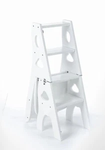 Step Stool Chair, ladder and the chair convertible, 3-Step, portable, solid wood - Picture 1 of 23