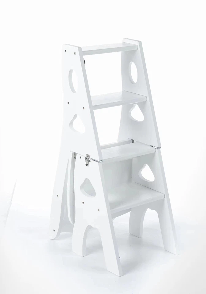 Step Stool Chair, ladder and the chair convertible, 3-Step, portable, solid wood - Image 1 of 4
