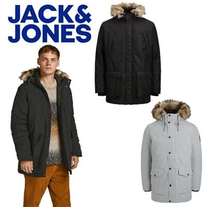 Jack & Jones Mens Parka Coat Fur Hood Long Sleeve Zipper Coat for Men, XS to 2XL - Picture 1 of 14