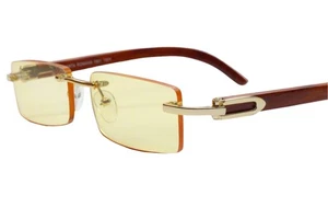 Gafas de sol Porta Romana 1951 100 años oro y madera sin montura vintage lujo Italia 52 mm - Imagen 1 de 8