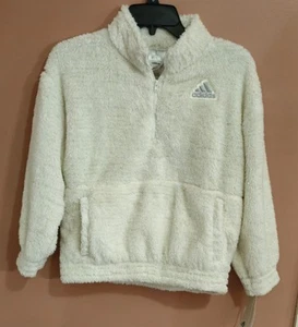 BNWT Adidas Girls Cream Sparkle Pullover Embroidered Logo Size 14 - Picture 1 of 6