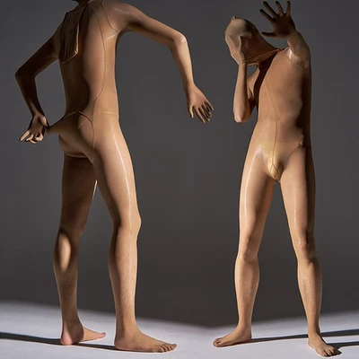 Macacão transparente plus size ultrafino óleo brilhante bodystocking macacão - Imagem 1 de 3