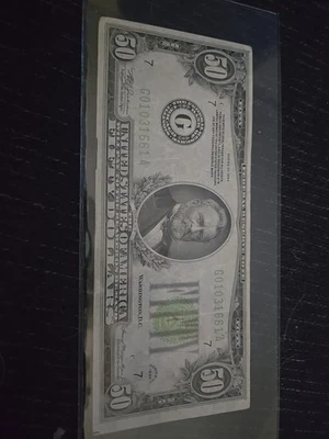 1934 Fifty Dollar Federal Reserve Note $50 Bill Nicely Circulated #92257 - Image 1 of 2
