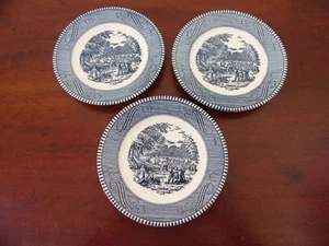 Set Of Three Currier & Ives Royal USA Bread Plates (Imperfect) - Picture 1 of 6