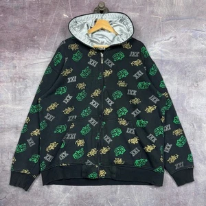 VTG Southpole Hoodie Mens Black L AOP Grunge Cyber Jesse Pinkman Zip Up 00s 1362 - Picture 1 of 9