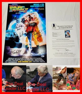 MICHAEL J FOX Lloyd +2 Back To The Future 2 CAST SIGNED 12X18 POSTER Beckett PSA - Bild 1 von 8