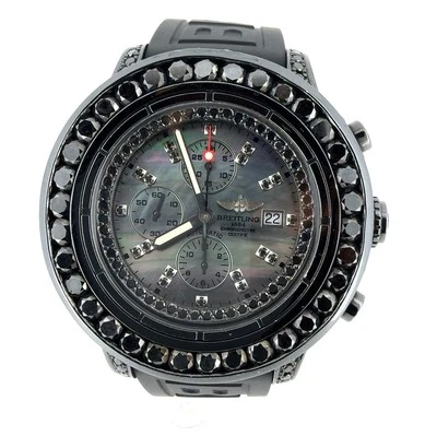 Breitling Super Avenger Black PVD Iced Out 11.00ctw Diamonds 53mm Watch A13370 - Image 1 of 4