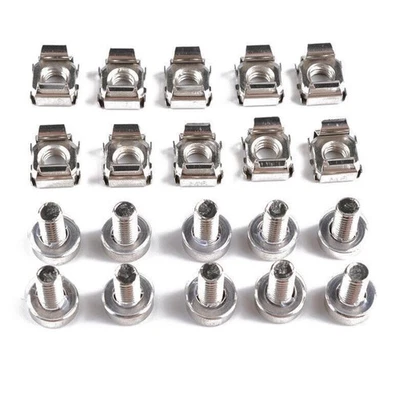10Pcs Metal Nickel-Plated M5 Cage Nuts With Screws For Square Hole Racks Cabinet - Image 1 of 4