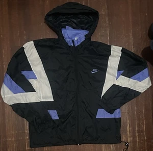 Nike Herren Gr. Medium Windbreaker Jacke Lila Colorblock Grau Etikett Vintage 90s - Bild 1 von 8