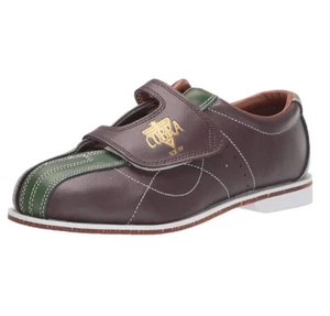 Cobra Youth Bowling Shoes Size 3.5 Brown Green Leather Hook Loop Closure - Picture 1 of 7