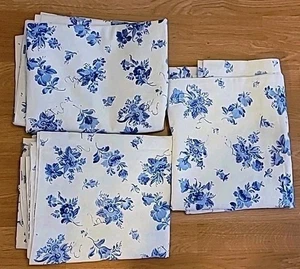 Vintage Waverly "Blue Flowers" Stoff Royal Copenhagen Print blau weiß 6 Yards - Bild 1 von 10