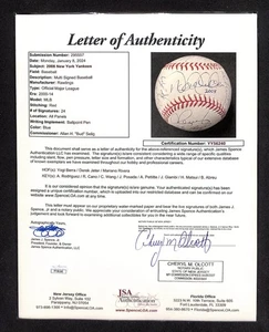 2008 New York Yankees Team Baseball - Jeter, Torre, Berra, Rivera - Auto JSA LOA - Picture 1 of 8