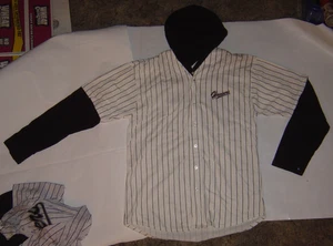 HANGERS SKATE CO' Hooded Long Sleeve Baseball Shirt . - Vintage Inline. W/B - Picture 1 of 5