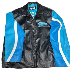 Vintage Boeing 787 Dream Liner Jacket Men's XL Black Blue Leather Full Zip - Picture 1 of 16
