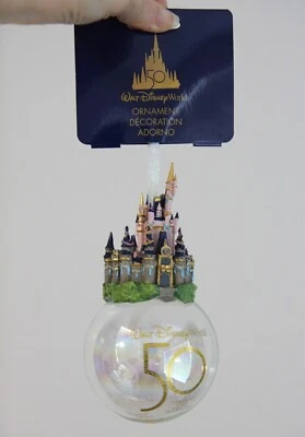 Walt Disney World 50 Aniversario Castillo de Cenicienta Adorno Bola de Vidrio Nuevo con Etiquetas Foto 1 de 4