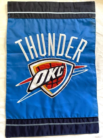 Oklahoma City Thunder APPLIQUÉ Nylon Garden Flag Evergreen 12x18” NBA Basketball Cover