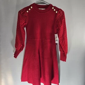 Girls Party/Formal/ Xmas Red Sweater Dress. Size Med. Valentine Perfect - Picture 1 of 7