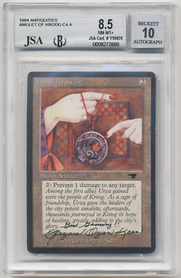 Graded Signed Amulet of Kroog BGS 8.5 Antiquities Artist Margaret Organ-Kean MTG - Image 1 of 2