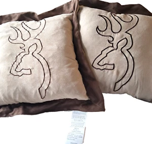 2X Antlers Decor Throw Pillows Brown Cabin Rustic Farm Outdoor 15" Square - Picture 1 of 9