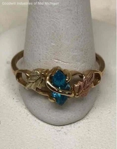 Black Hills Gold 10K 12k Marquise Blue Topaz Ring Sz 8.5 - Picture 1 of 4