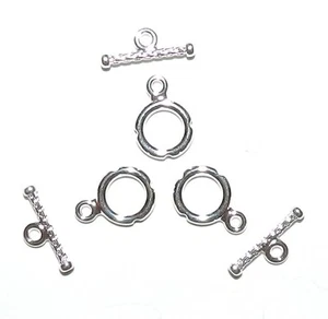 M771 Bright Silver 8mm Round Toggle Clasp with Spiral Bar 10pc - Picture 1 of 1