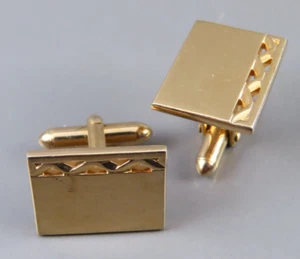 Gemelos vintage SWANK TONO DORADO rectangulares con líneas onduladas recortadas RETRO MCM - Imagen 1 de 3